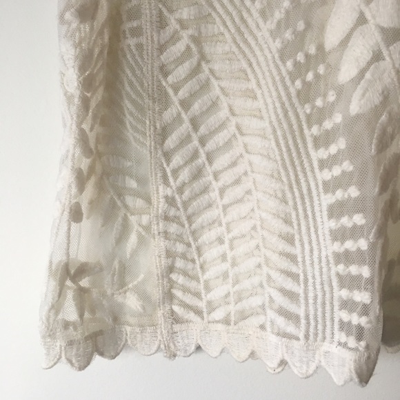 Express Cream Cap Sleeve Sheer Lace Top - Picture 8 of 10